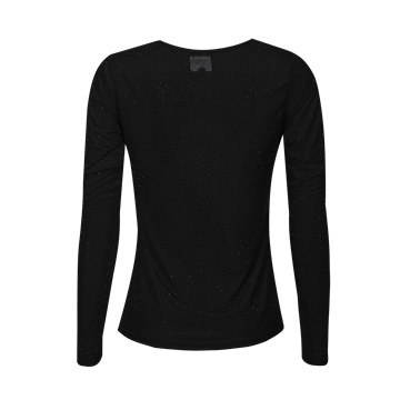 Liberté - Mesh Ls Sparkle Tshirt - Black Black Diamond Dot